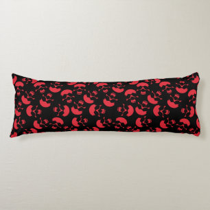Coussins Longs Motif Répétitif Rouge et Noir   Motif de Crâne