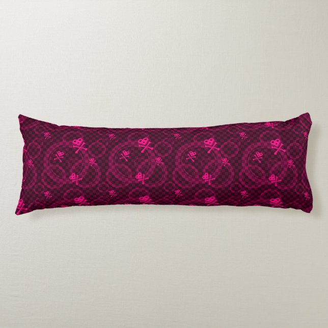 Coussins Longs Motif rose d'Emo avec des cercles (Devant)