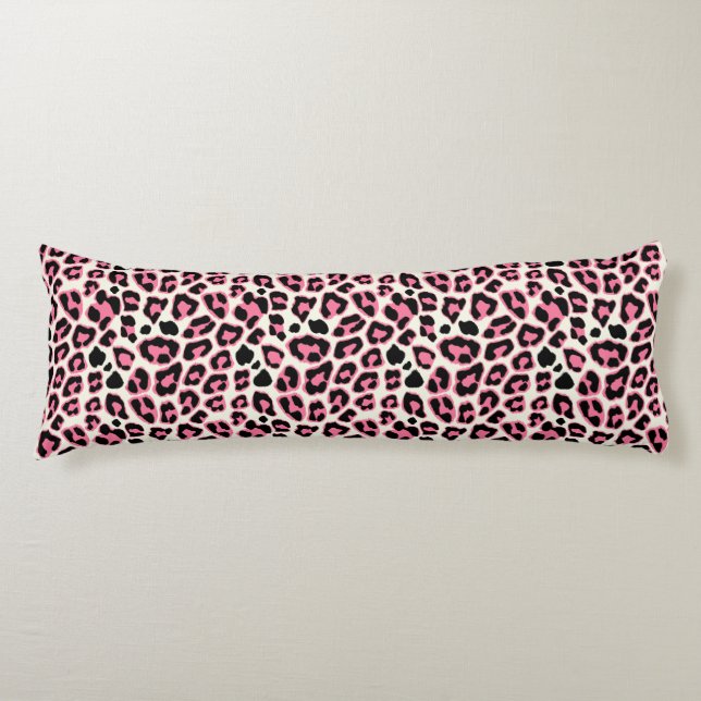 Coussins Longs Motif rose et noir d'empreinte de léopard (Devant)