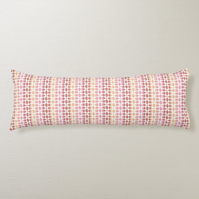 Coussins Longs Motif rouge géométrique de rayures d'ikat (Devant)