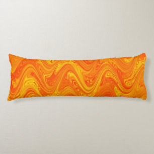 Coussins Longs Motif rouge orange marbling