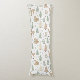 Coussins Longs Motif sans couture d'animaux de forêt hivernale