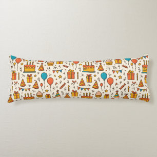Coussins Longs Motif sans couture de fête d'anniversaire vibrant
