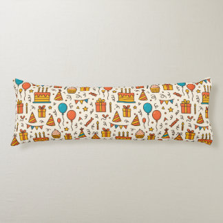Coussins Longs Motif sans couture de fête d'anniversaire vibrant