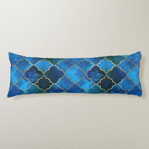 Coussins Longs Motif Sapphire Gemstone & Gold Marocain Carrelage