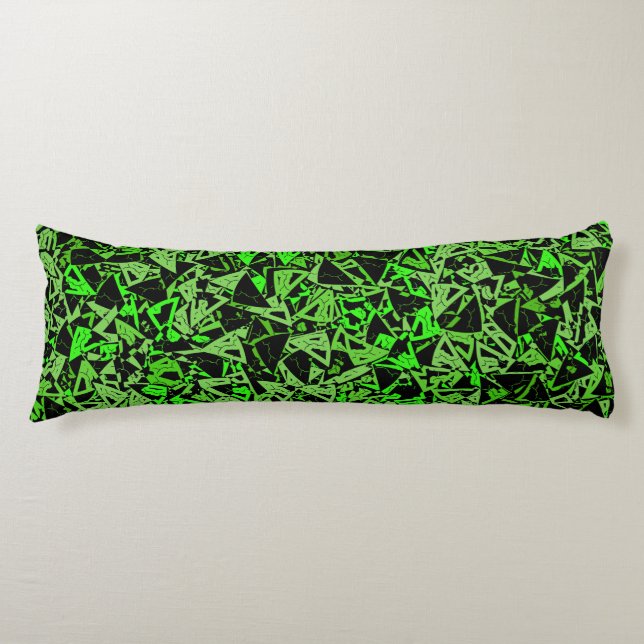 Coussins Longs Motif Triangle Noir Vert (Devant)