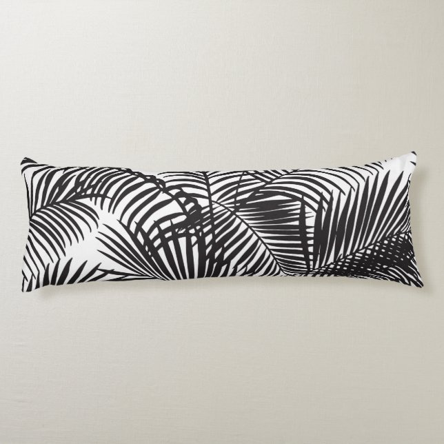 Coussins Longs Motif tropical noir moderne de palmiers (Dos)