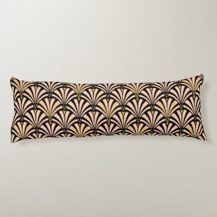 Coussins Longs Motif ventilateur Art déco - pêche en noir