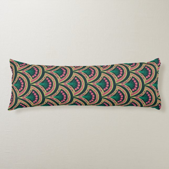 Coussins Longs motif vert en forme de coque (Devant)