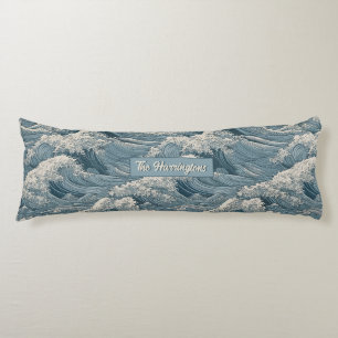 Coussins Longs Motif Waves de nom personnalisé