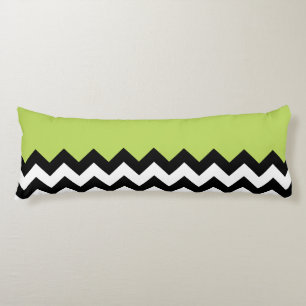 Coussins Longs Motif Zigzag noir et blanc, Chevron, Vert