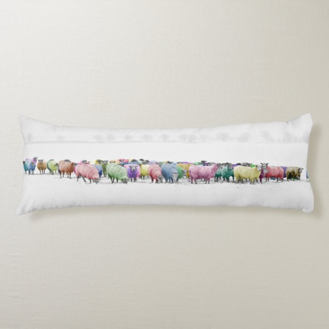 Coussins Longs Moutons d'arc-en-ciel d'hiver de Widesceen (Devant)