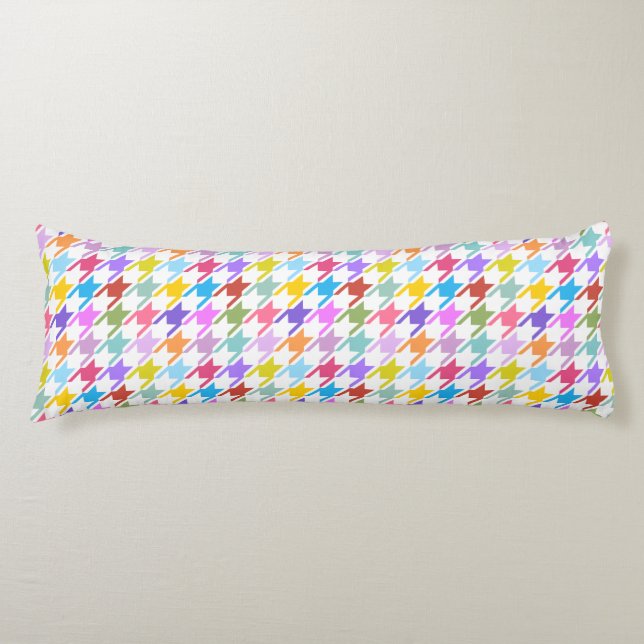 Coussins Longs Multicolor Houndstooth+Motif Rpt blanc (Devant)