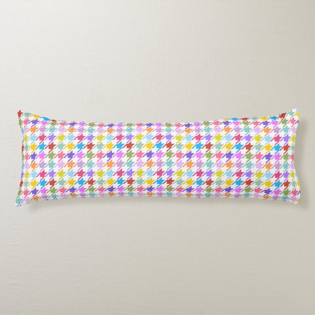 Coussins Longs Multicolor Houndstooth+Motif Sml blanc (Devant)