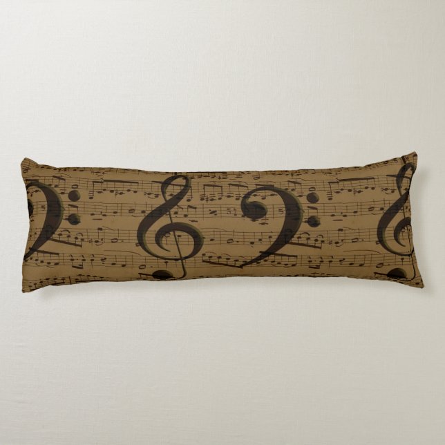 Coussins Longs Musical Treble Clef Sheet Musique Classique (Dos)