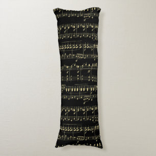 Coussins Longs Musique d'or en noir