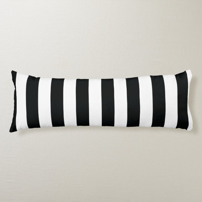 Coussins Longs Mydeas | Bandes épaisses noires et blanches (Devant)