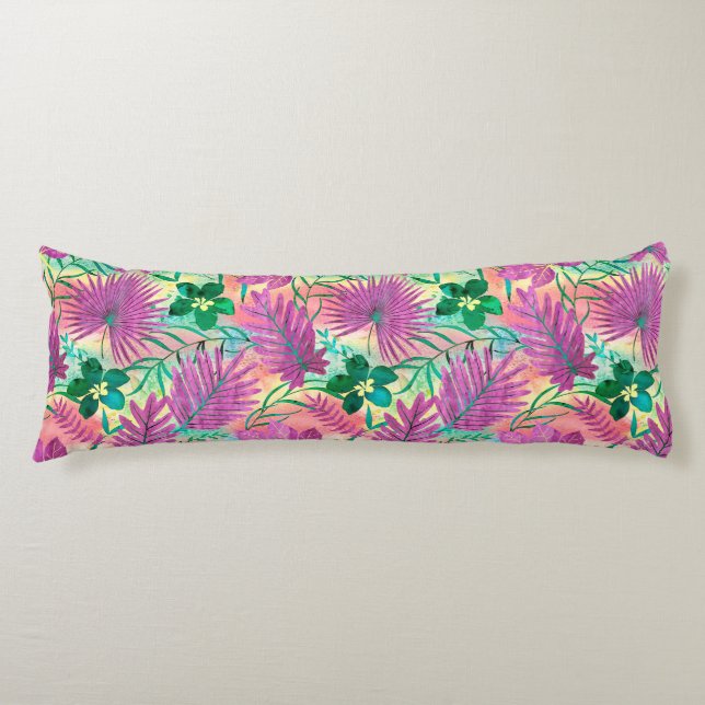 Coussins Longs Nalani Hawaiian Tropical Garden Fuchsia (Devant)