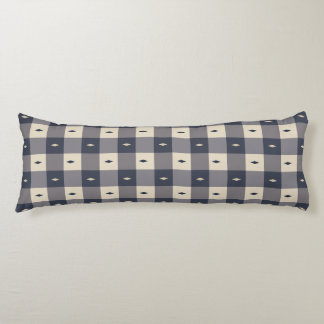 Coussins Longs Navy Gray Checkerboard Diamond Pattern