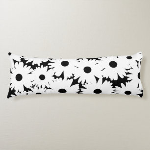 Coussins Longs Négative Space Daisées blanc sur noir