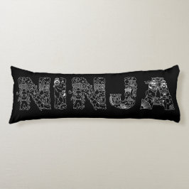 Coussins Longs Ninja Superbe Texte Blanc Sur Noir