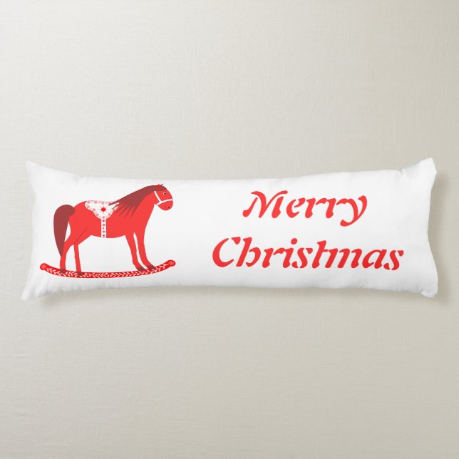 Coussins Longs Noël scandinave Cheval Rocse Custom (Devant)