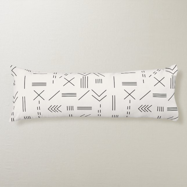 Coussins Longs Noir Blanc magnifique Motif géométrique moderne (Devant)