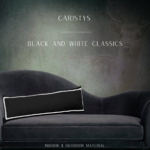 Coussins Longs Noir classique solide avec finition blanche