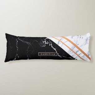 Coussins Longs Noir et Marbre blanc