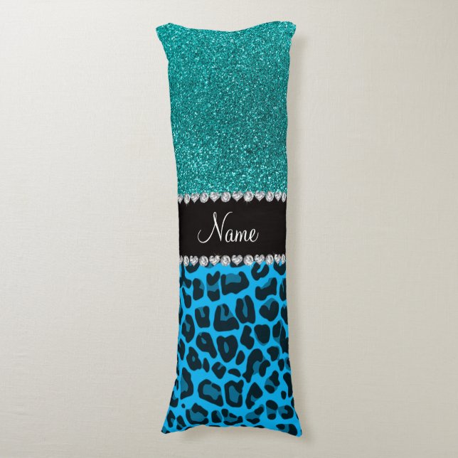 Coussins Longs Nom ciel bleu léopard turquoise parties scintillan (Devant (Vertical))