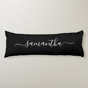 Coussins Longs Nom de la signature de la fille noire et blanche