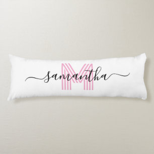 Coussins Longs Nom de signature girly rose clair rétro monogramme
