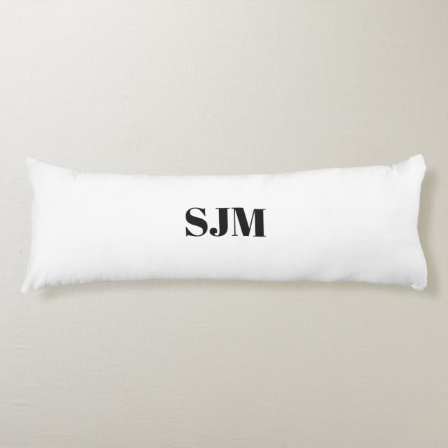 Coussins Longs Nom des initiales en noir blanc monogramme personn (Devant)