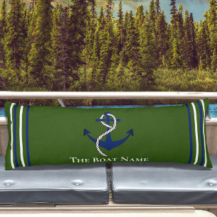 Coussins Longs Nom du bateau de famille Olive Green Ancre corde N