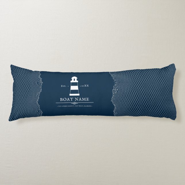 Coussins Longs Nom du bateau du phare personnalisé (Devant)
