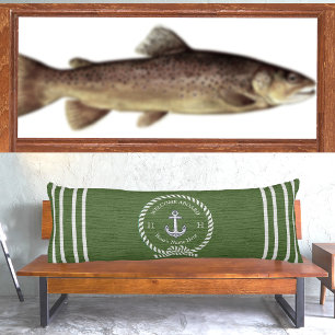 Coussins Longs Nom du bateau nautique Ancre corde Turquoise Blue