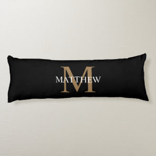 Coussins Longs Nom personnalisé Monogramme noir