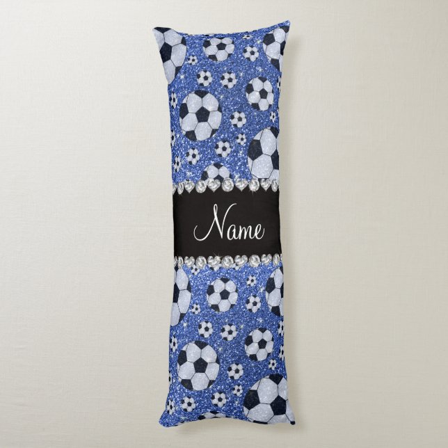 Coussins Longs Nom personnalisé parties scintillant bleue balles  (Dos (Vertical))