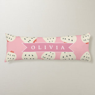 Coussins Longs Nom personnalisé rose fraise mignon fille