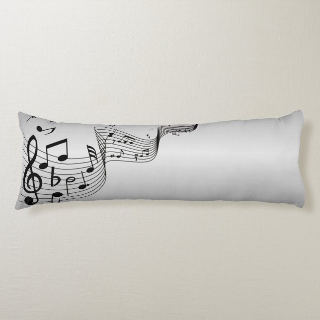 Coussins Longs Notes musicales sur Argent (Devant)