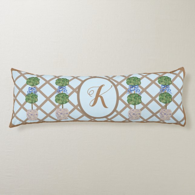 Coussins Longs Oeuf Blue Chinoiserie Ginger Jar Jars Topiary  (Devant)