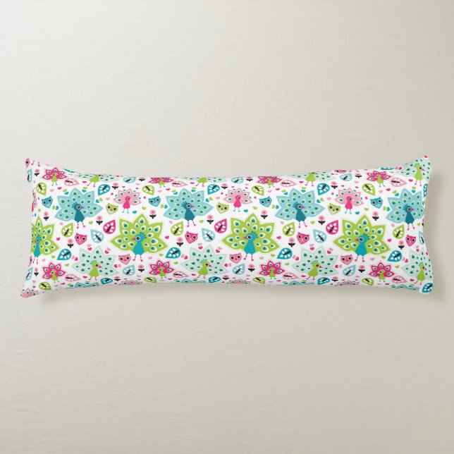 Coussins Longs oiseau et hibou de paon (Devant)