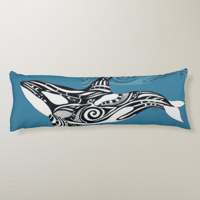 Coussins Longs Orca Killer Whale Tlingit Indigo encre bleue (Dos)