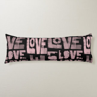Coussins Longs Oreiller Corporel Love en Rose et Noir Graffiti
