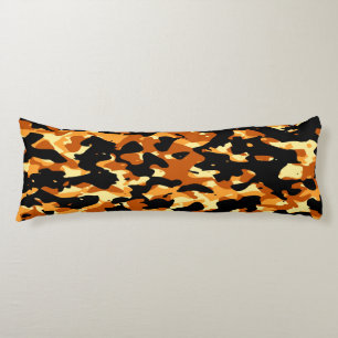 Coussins Longs Oreiller corps de camo noir orange