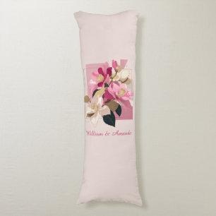 Coussins Longs Oreiller corps en fleur de Camellia rose
