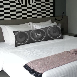 Coussins Longs Oreiller Corps Enceinte Stéréo Rétro Noir