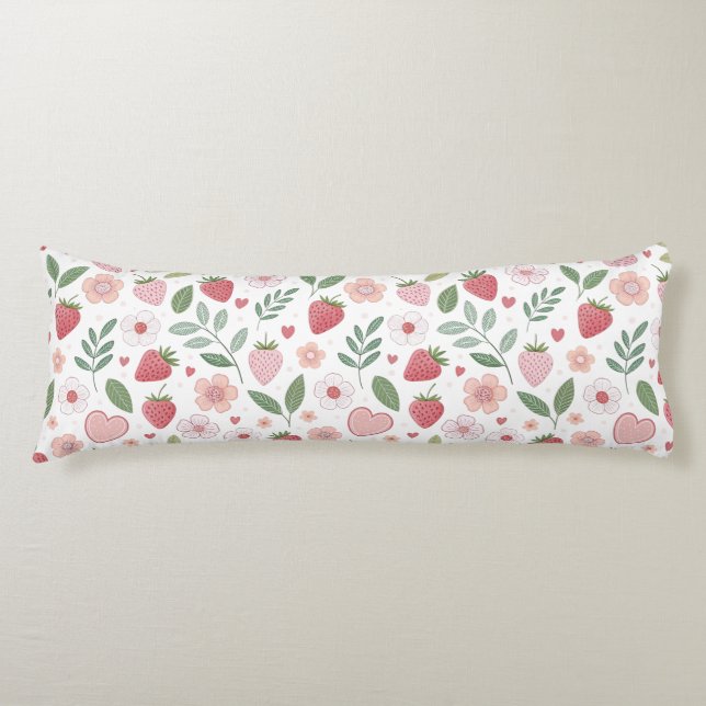 Coussins Longs Oreiller corps Motif mignon fraise (Devant)