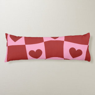 Coussins Longs Oreiller damier rose cramoisi déformé