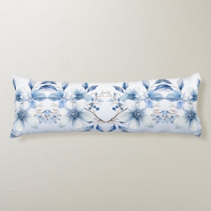 Coussins Longs Oreiller de corps de fleurs bleues botaniques